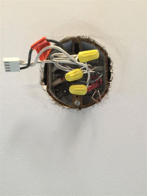 broken screw in ceiling electrical box|broken junction box repair.